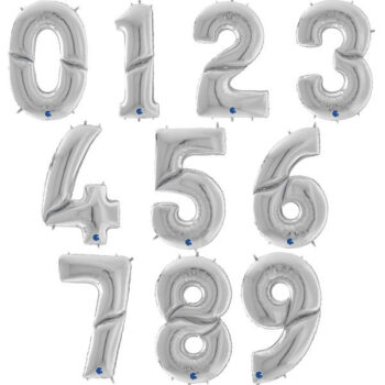 Γίγας Μπαλόνια Αριθμοί Ασημί 163 cm – 64″