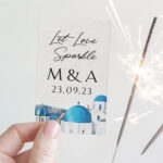 Καρτάκι γάμου με Sparkler Stick - Αιγαίο (10 τεμ)