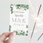 Καρτάκι γάμου με Sparkler Stick - Ευκάλυπτος (10 τεμ)
