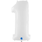 Μπαλόνια Αριθμοί Άσπρο Fluo 100 cm - 40"